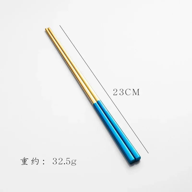 304 Stainless Steel Square Chopsticks – Gold, Rose & Colorful Stainless Steel Chopsticks Babs blue gold