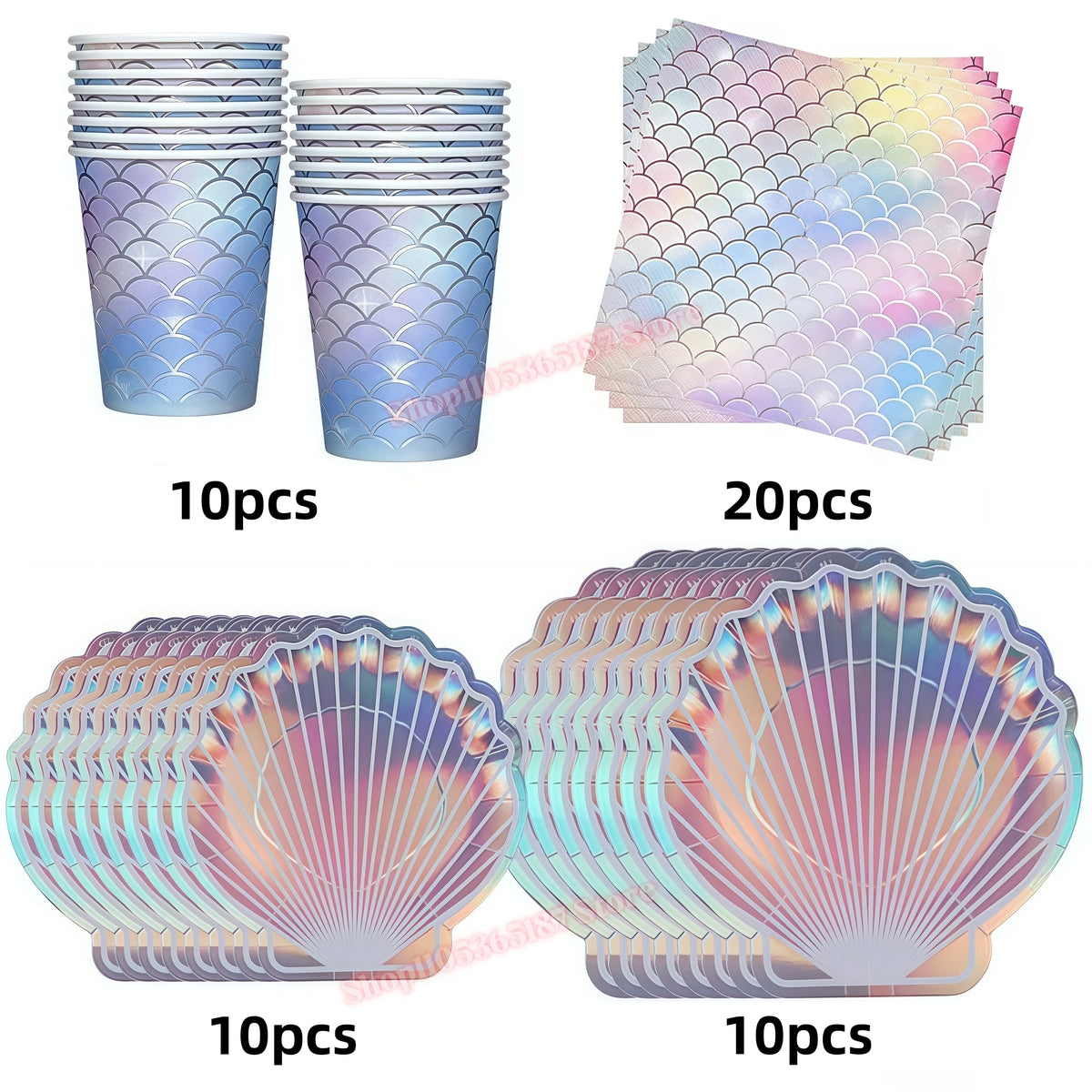 Mermaid Birthday Party Decorations Set – Plates, Cups & More Party Decoration Set Babs 50pcs 2 others
