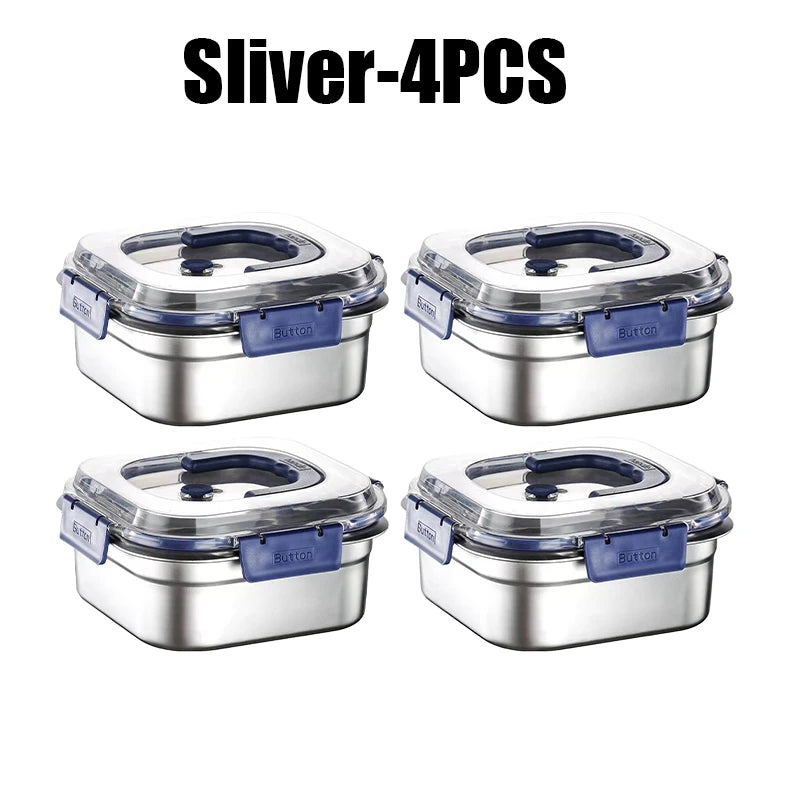 Leakproof Stainless Steel Bento Box – Airtight Lunch Container Stainless Steel Bento Box Babs Sliver 4PCS