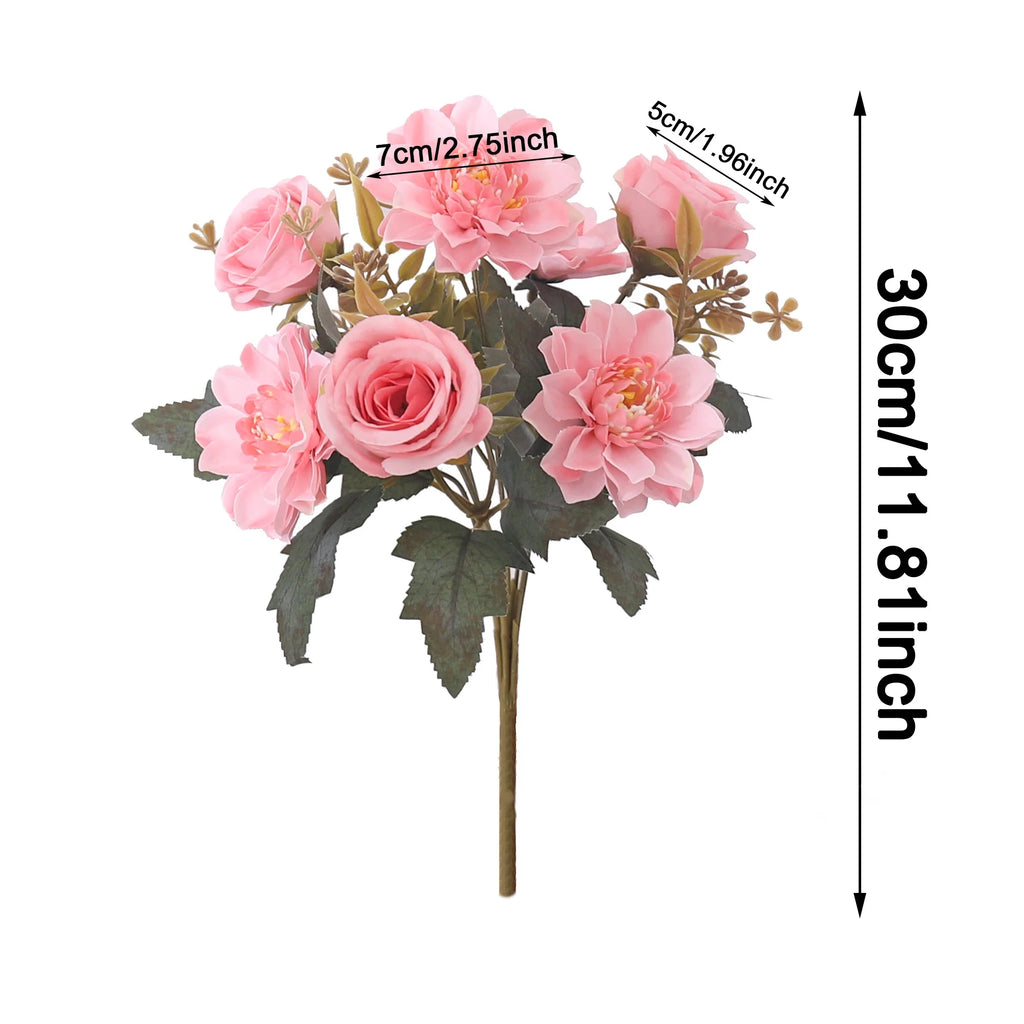 Silk Artificial Dahlia Rose Daisy Bouquet | Wedding & Home Decor Artificial Flower Bouquet Babs