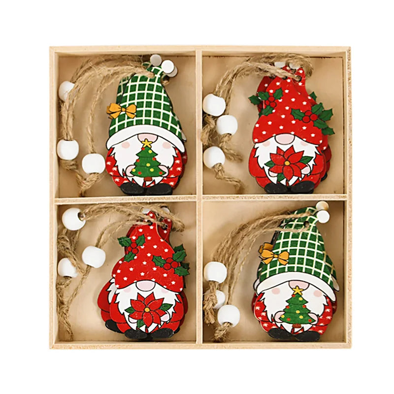 12pcs Christmas Gnome Wooden Ornaments – Xmas Tree Pendants Christmas Tree Ornaments Babs Set05
