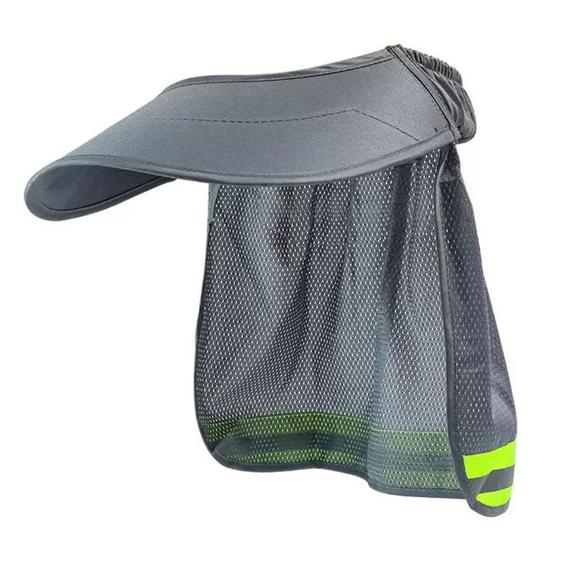 Reflective Mesh Sun Hat with Neck Shawl – Anti-UV Beach Cap Sun Hat Babs one size gray