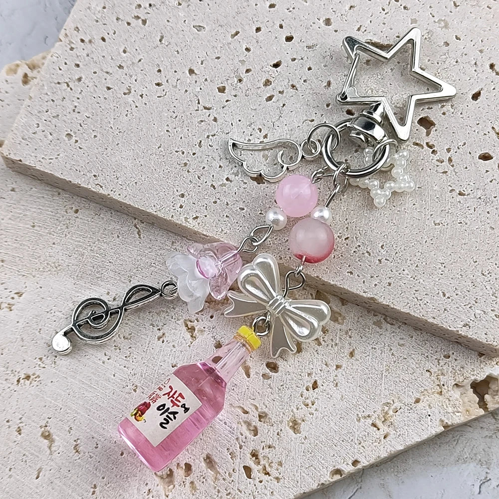 Cute Acrylic Keychain – Heart, Star, Mushroom & Cherry Blossom Fashion Keychain Babs Pink