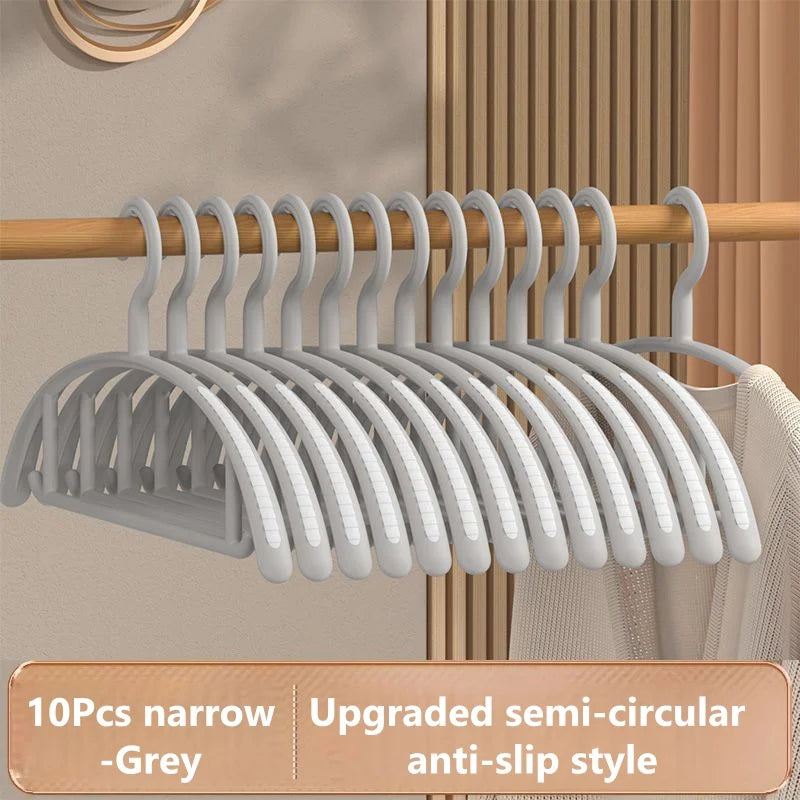 10-Pack Non-Slip Wide Plastic Hangers – No Shoulder Bump Clothes Hangers Babs 10Pcs narrow-Grey
