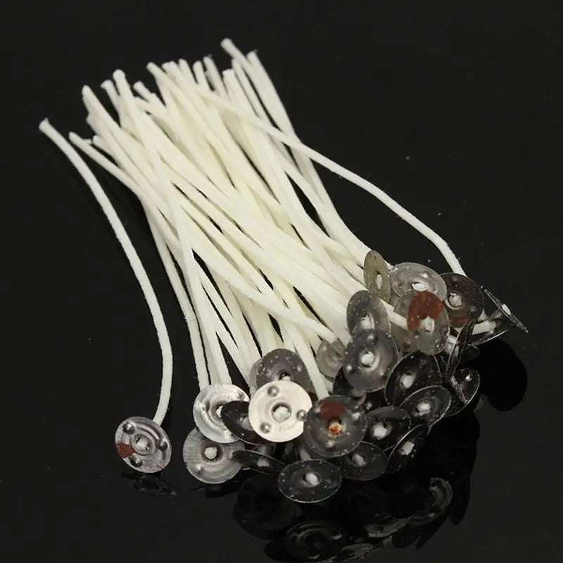 50Pcs Pre-Waxed Cotton Candle Wicks with Sustainers – DIY Candle Making Wicks Babs