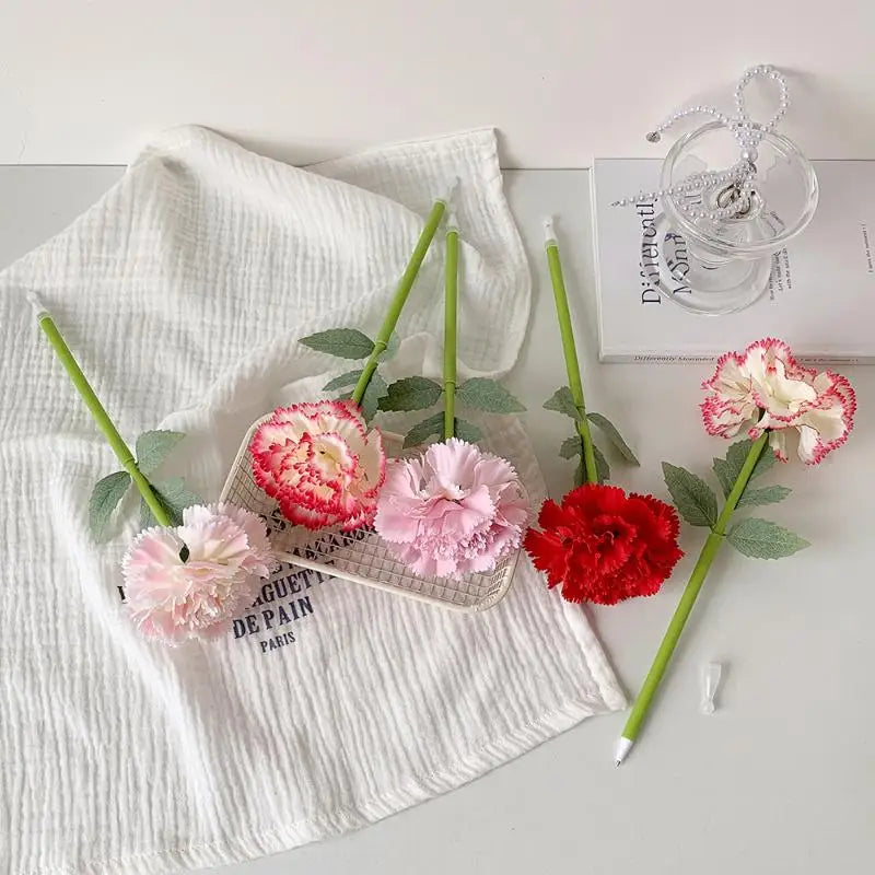 Artificial Flower Gel Pen – Carnation Rose Teacher's Day Gift Novelty Gel Pen Babs