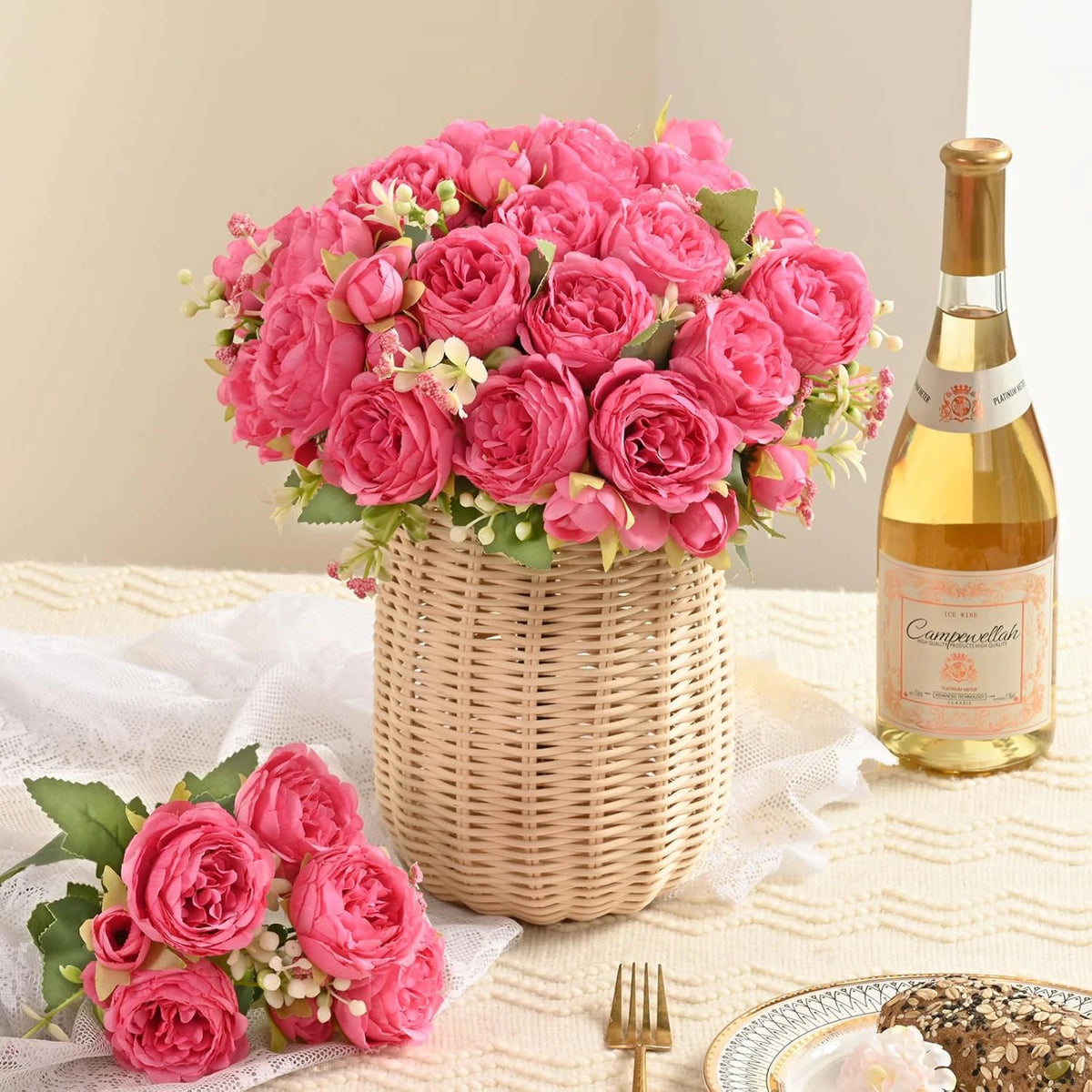Silk Peony Rose Bouquet – Artificial Flowers for Home & Wedding Artificial Flower Bouquet Babs