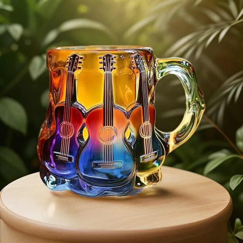 Guitar Art Beer Mug | Hand-Painted Resin Craft Gift Mug Art Beer Mug Babs