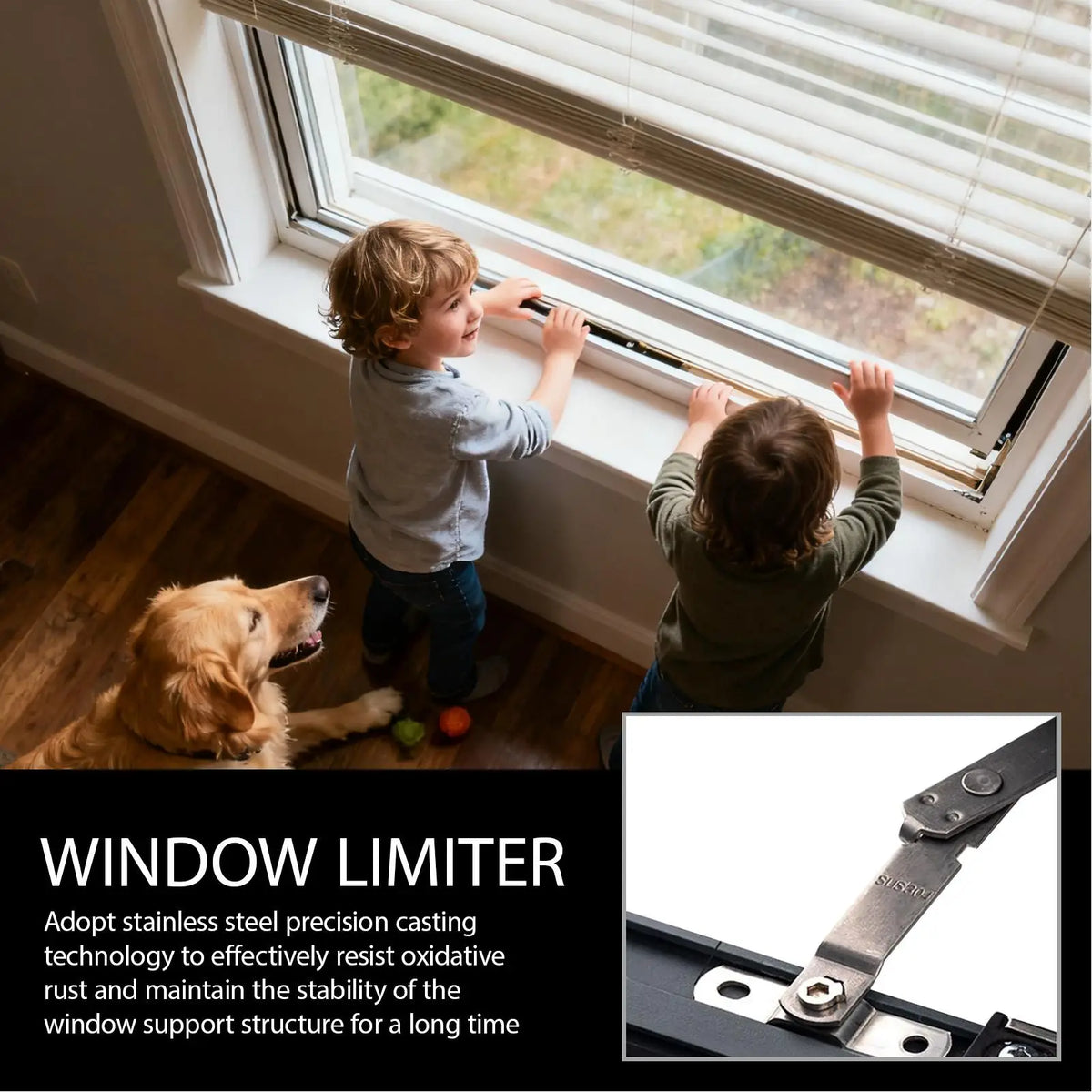 Adjustable Window Restrictor Child Safety Latch | Stainless Steel Window Safety Latch Babs