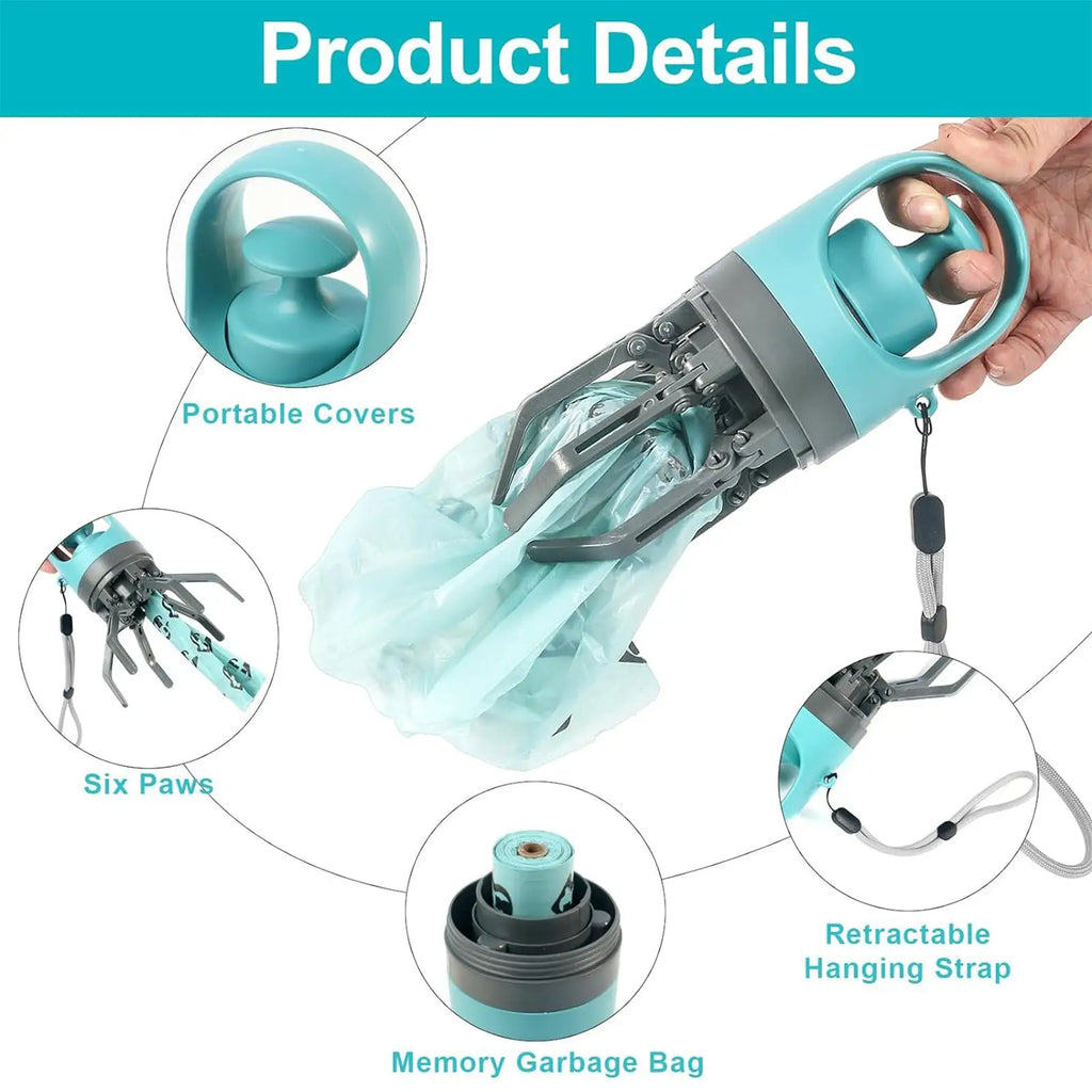 No-Touch Dog Poop Scooper with 15 Bags — Portable Pet Cleanup Dog Poop Scooper Babs