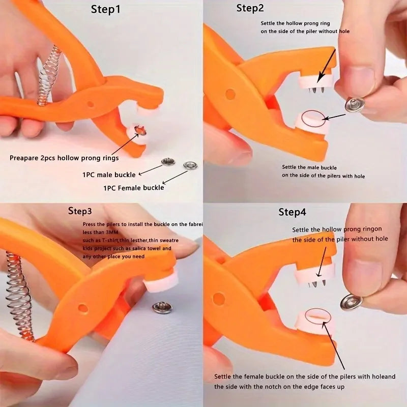 50-Piece Metal Snap Button Kit with Manual Press Pliers Snap Button Kit Babs