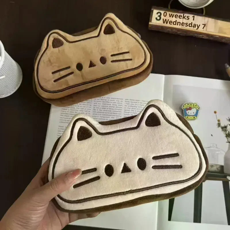 Kawaii Bread Cat Plush Pencil Case – Large Capacity Stationery Bag Plush Pencil Case Babs