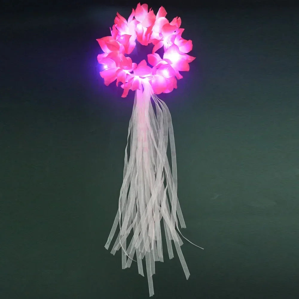 LED Hawaiian Leis Flashing Flower Necklace for Parties LED Party Necklace Babs 22 head wear wreath