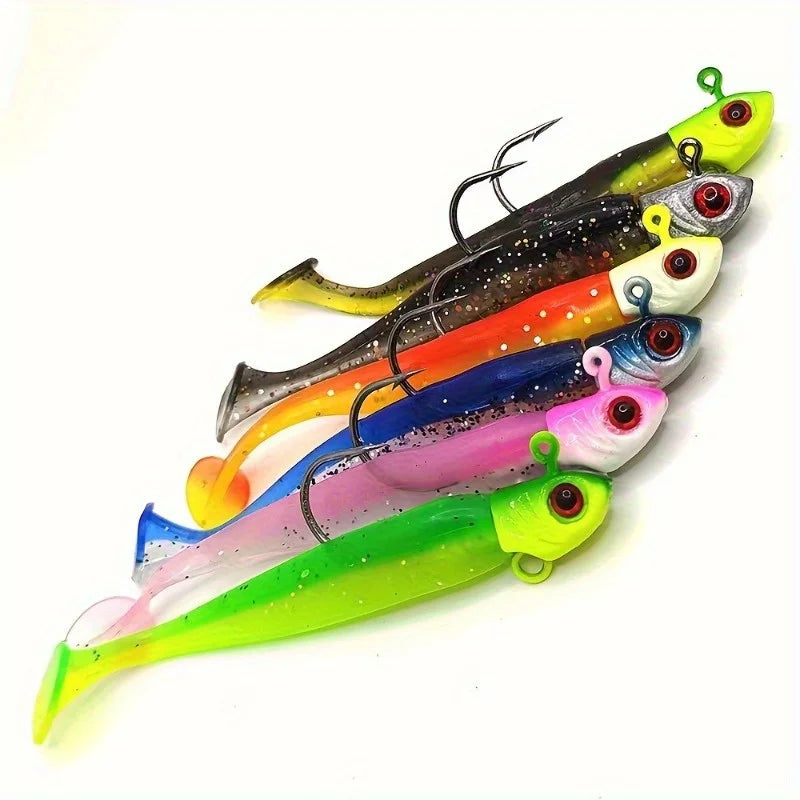 5-Pack T-Tail Soft Fishing Lures – Long Cast Swimbait Set Soft Fishing Lure Babs
