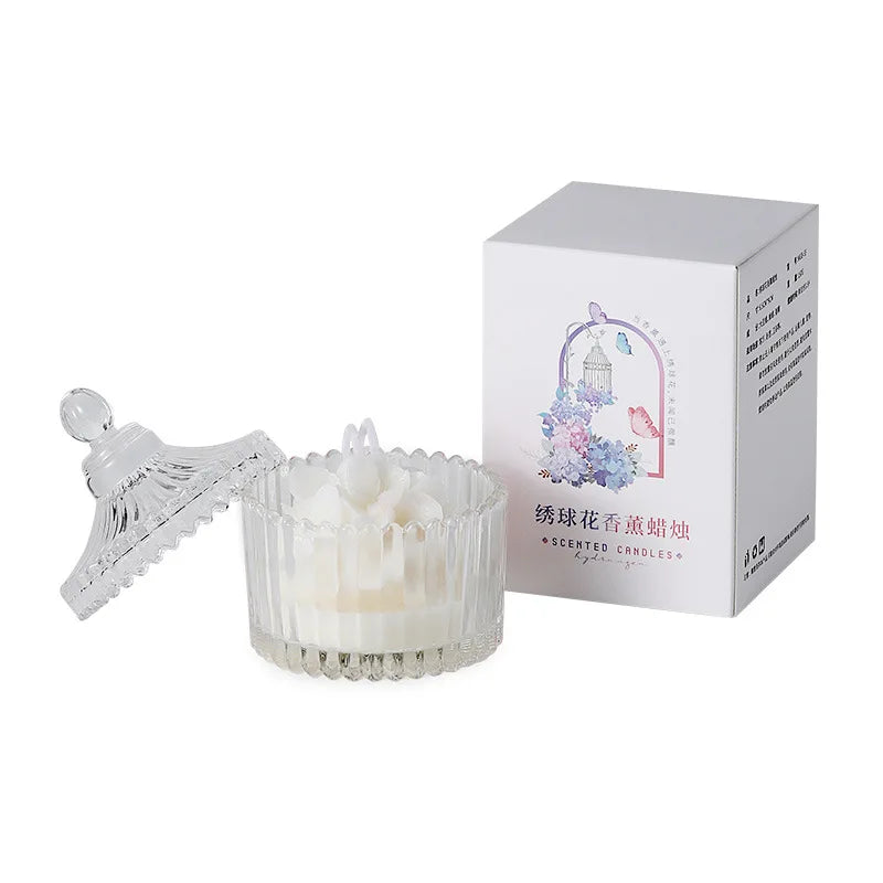 Hydrangea Soy Wax Scented Candle in Glass Jar | Home Gift Scented Candle Babs