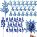 Glitter Christmas Artificial Berry Bouquet Set – 10 Pcs Xmas Decor Christmas Berry Ornament Babs Blue 10Pcs