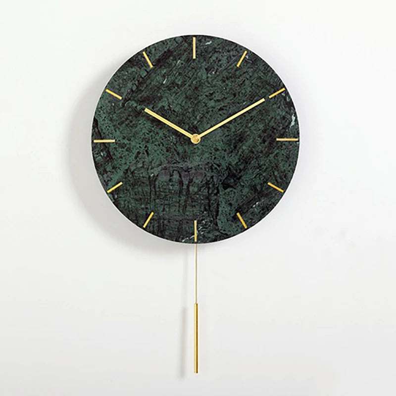 Nordic Large Marble Wall Clock – Silent Quartz, Modern Décor Wall Clock Babs Style D Green 12 inch
