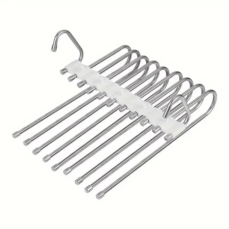 9-in-1 Pants & Tie Closet Organizer | Stainless Steel Hanger Closet Organizer Hanger Babs silver