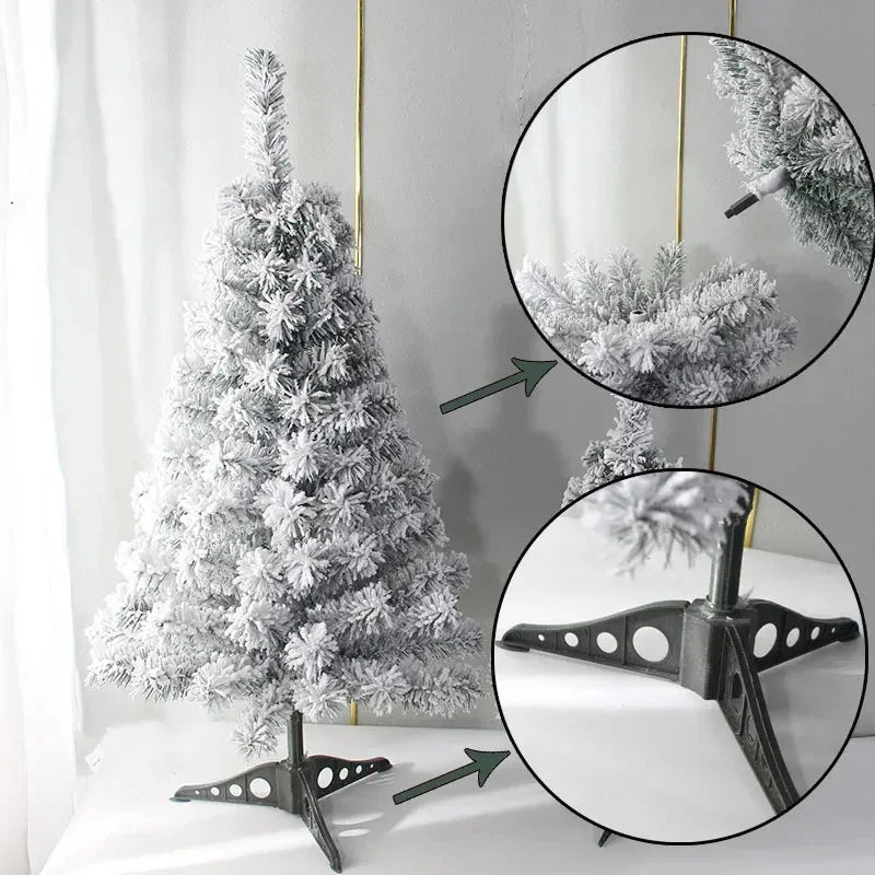 White Flocked Christmas Tree with Tree Skirt & Snow – PVC Artificial Christmas Tree Babs