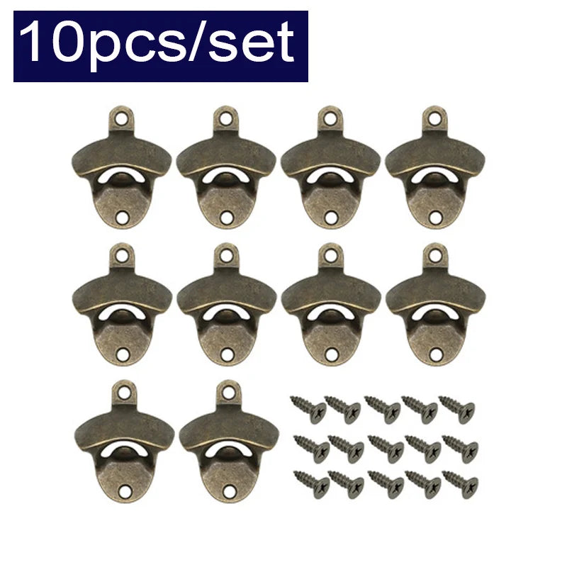 Vintage Wall Mounted Beer Bottle Opener – Zinc Alloy 10 Pack Bottle Opener Babs Bronze-10PCS