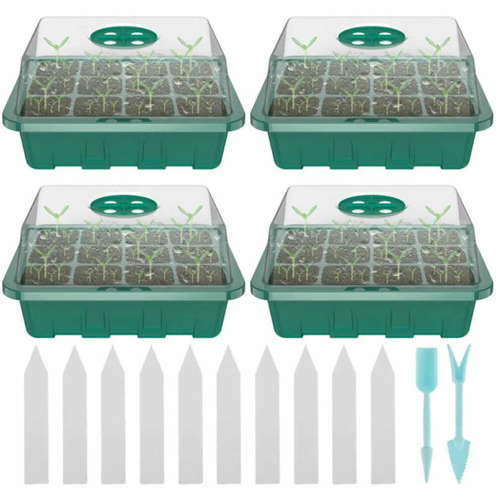 4-Pack Mini Indoor Greenhouse Propagation Trays – 12-Cell Seed Propagation Tray Babs Default Title