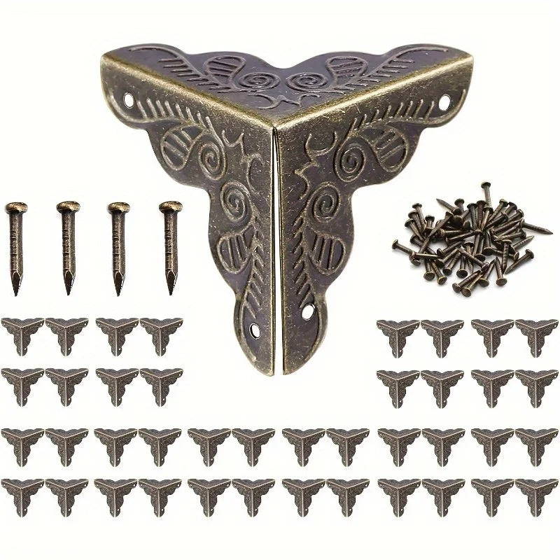 20 Sets Bronze Metal Corner Protectors + 160 Nails – Edge Guards Metal Corner Protectors Babs