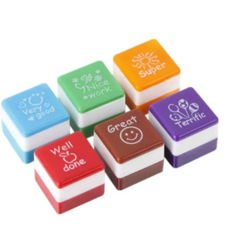 6-Piece Self-Inking Praise Reward Stamps for Teachers & Kids Self-Inking Stamp Set Babs