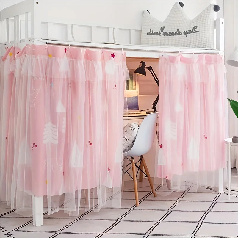 Double-Layer Mesh Lace Bed Curtain for Single Beds | Decor Bed Curtain Babs pink