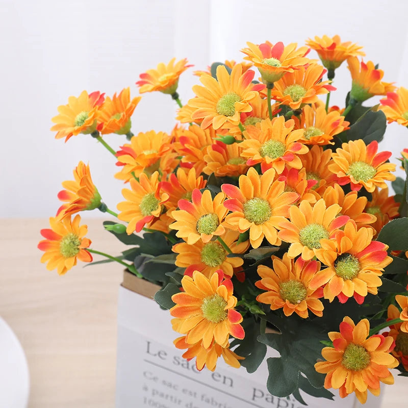 21-Head Silk Daisy Bouquet – Artificial Fall Flowers for Home Decor Artificial Flower Bouquet Babs