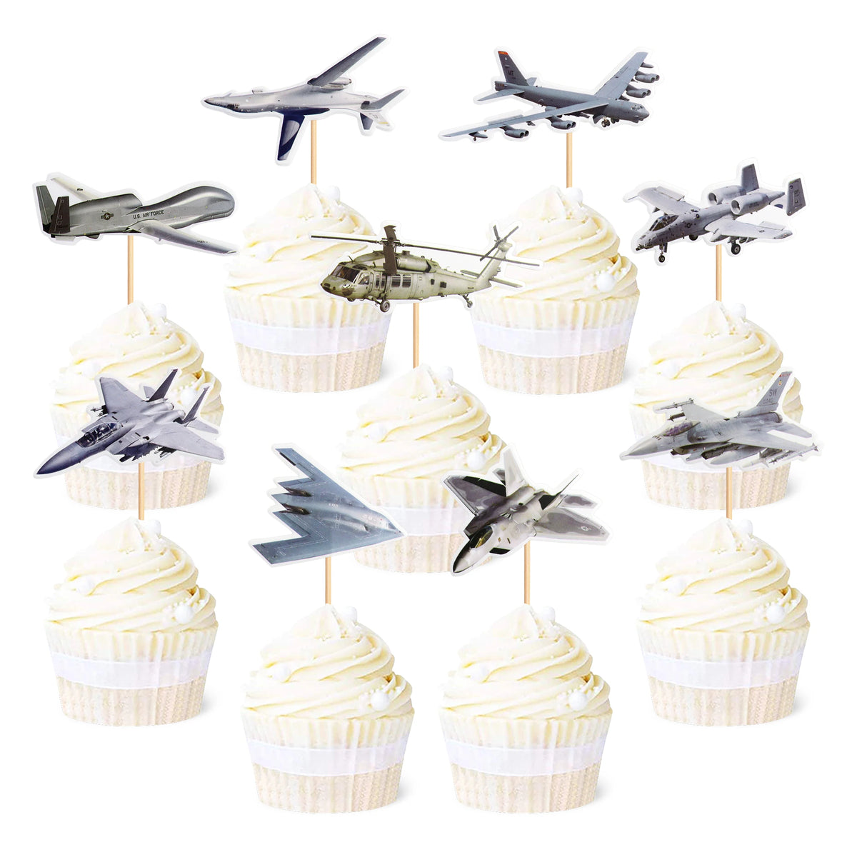 Military Cake Toppers – Tank, Fighter Jet & Missile Party Decor Cake Topper Set Babs