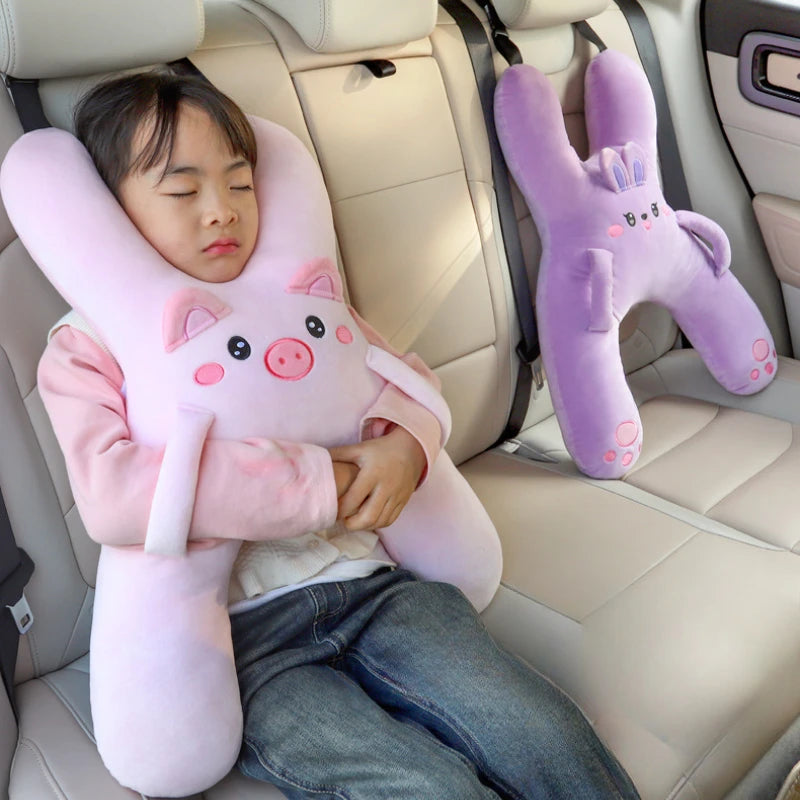 Kids Car Neck Pillow with Seat Belt – Travel Sleep Support Kids Travel Pillow Babs