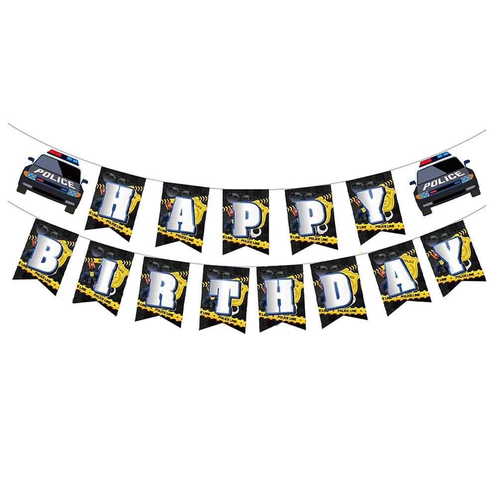 Police Theme Kids Party Supplies – Plates, Cups & Balloons Set