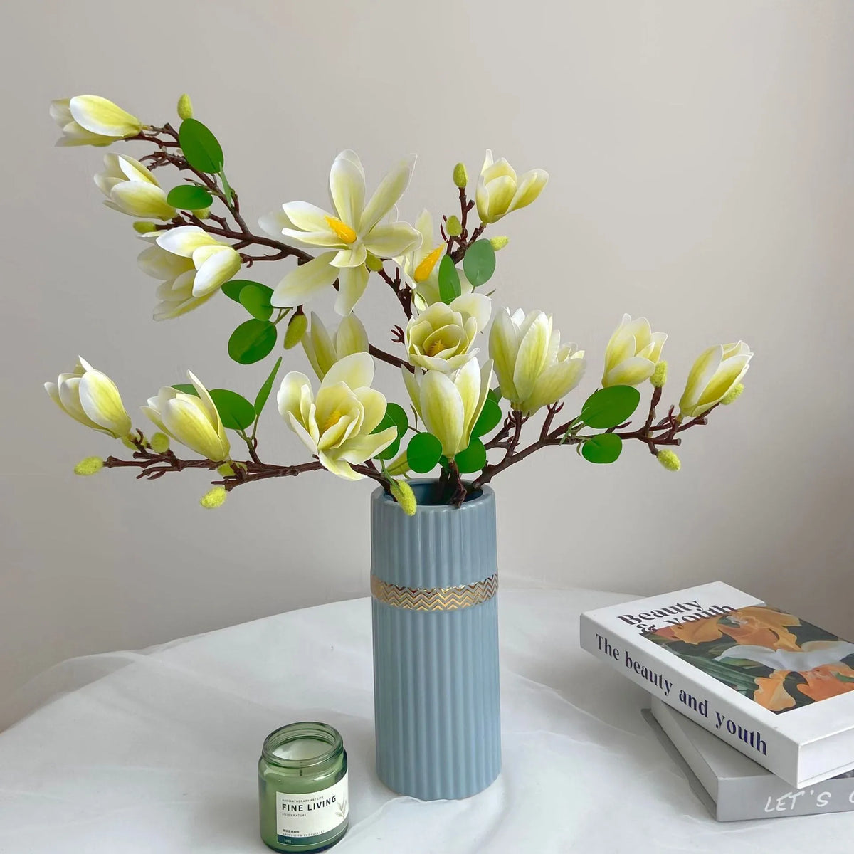 Silk Magnolia Artificial Flower Bouquet – Wedding & Home Decor Artificial Flower Bouquet Babs