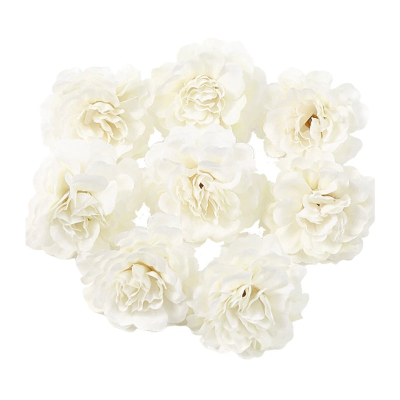 Silk Rose Artificial Flower Heads – Wedding & Home Décor Artificial Silk Flowers Babs White 10Pcs