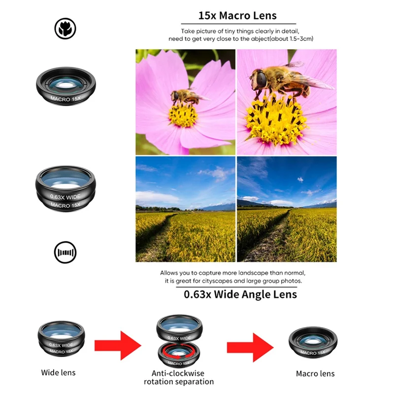 10-in-1 Smartphone Lens Kit – 22X Telephoto, Fisheye & CPL Smartphone Lens Kit Babs Black