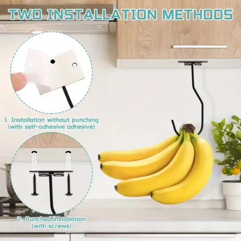 Under Cabinet Banana Holder Hook – 2 or 4 Pcs | Iron Hanger Cabinet Storage Hook Babs