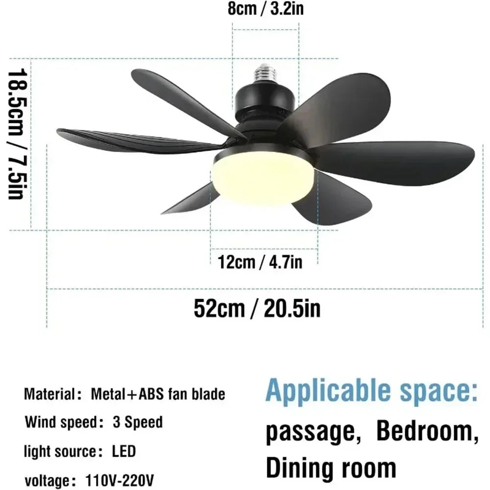 RTONTR Dimmable LED Ceiling Fan Light Remote E27 | 3000K–6500K LED Ceiling Fan Light Babs