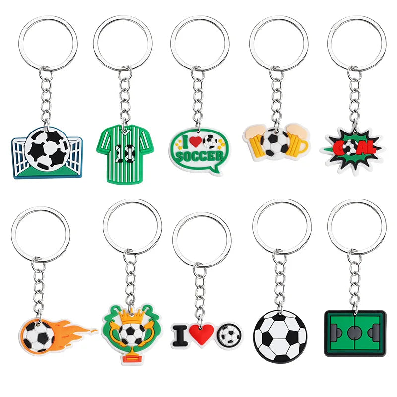 10Pcs Soccer Keychains Bulk – Kids Party Favors & Bag Pendants Sports Party Favors Babs 10Pcs