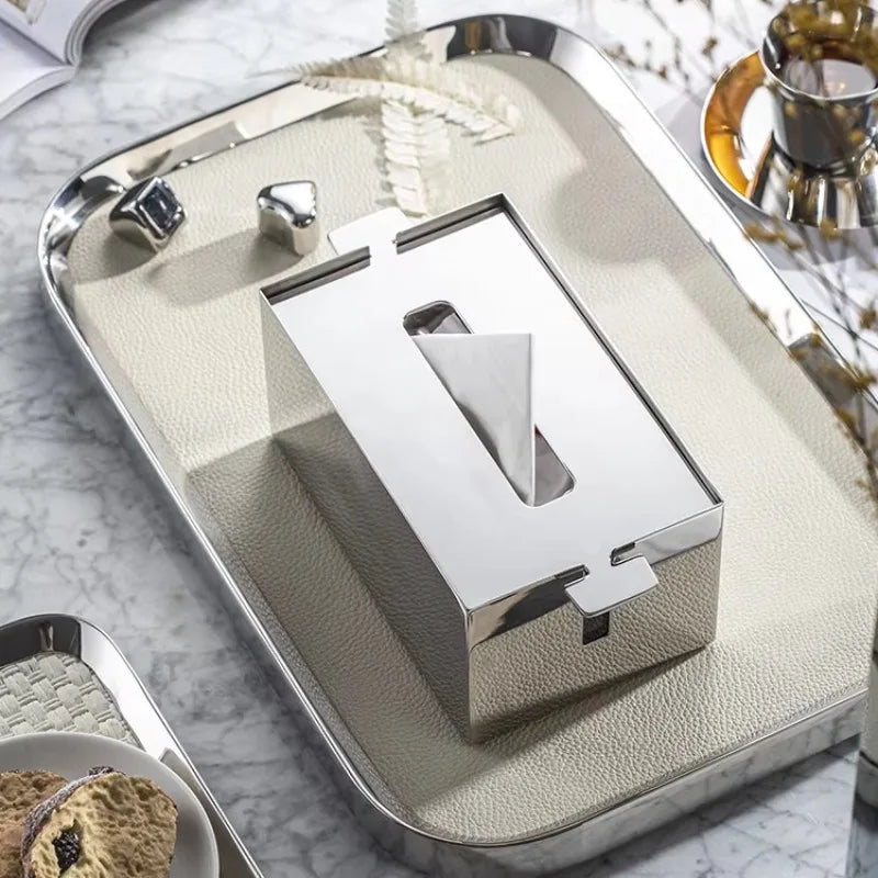 Luxury Rectangular Stainless Steel Tissue Box – Silver Tissue Box Holder Babs