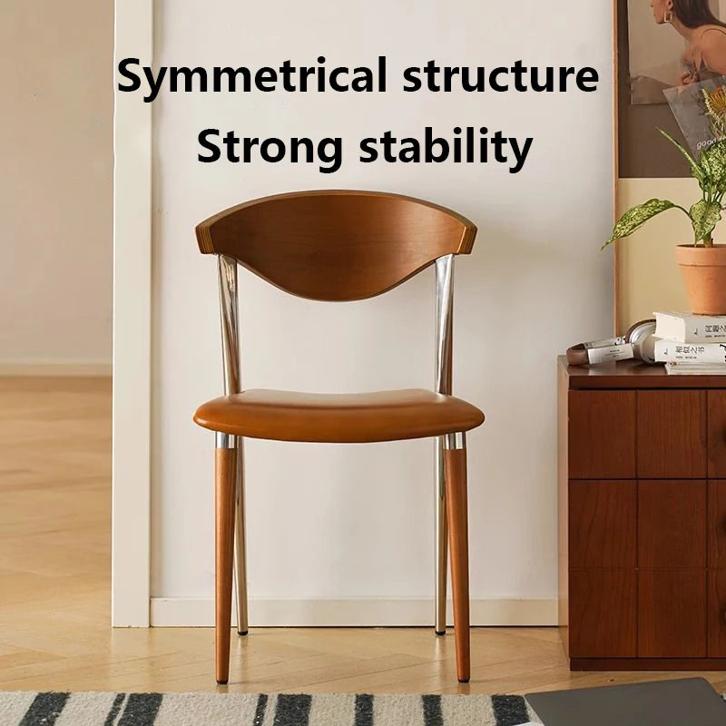 Nordic Minimalist Dining Chair | Microfiber Leather & Steel Dining Chair Babs
