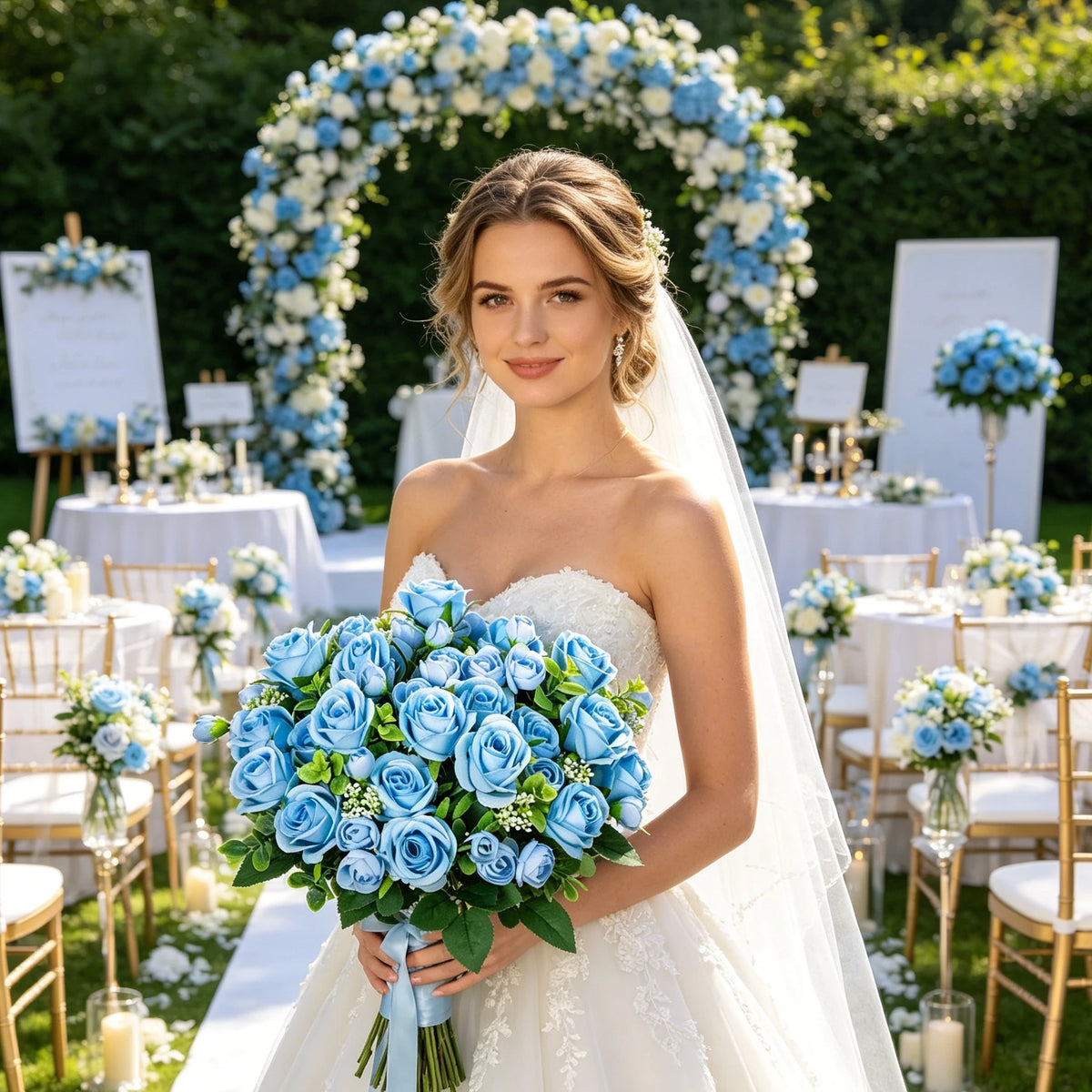Silk Rose Artificial Bouquet – Wedding, Home & Garden Decor Artificial Flower Bouquet Babs