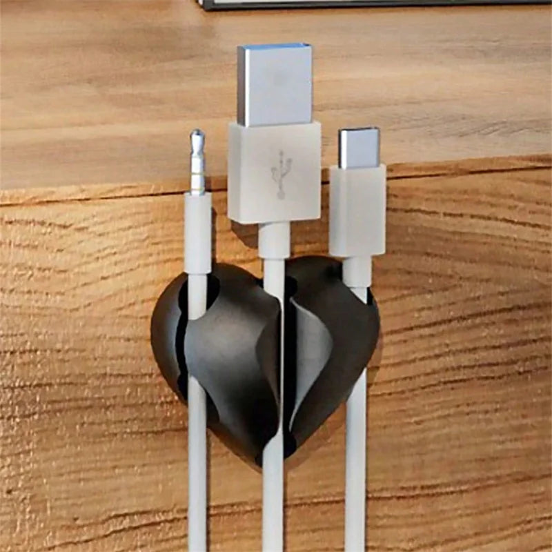 2pcs Heart-Shaped Cable Winder Organizer & USB Cable Clips Cable Winder Clips Babs