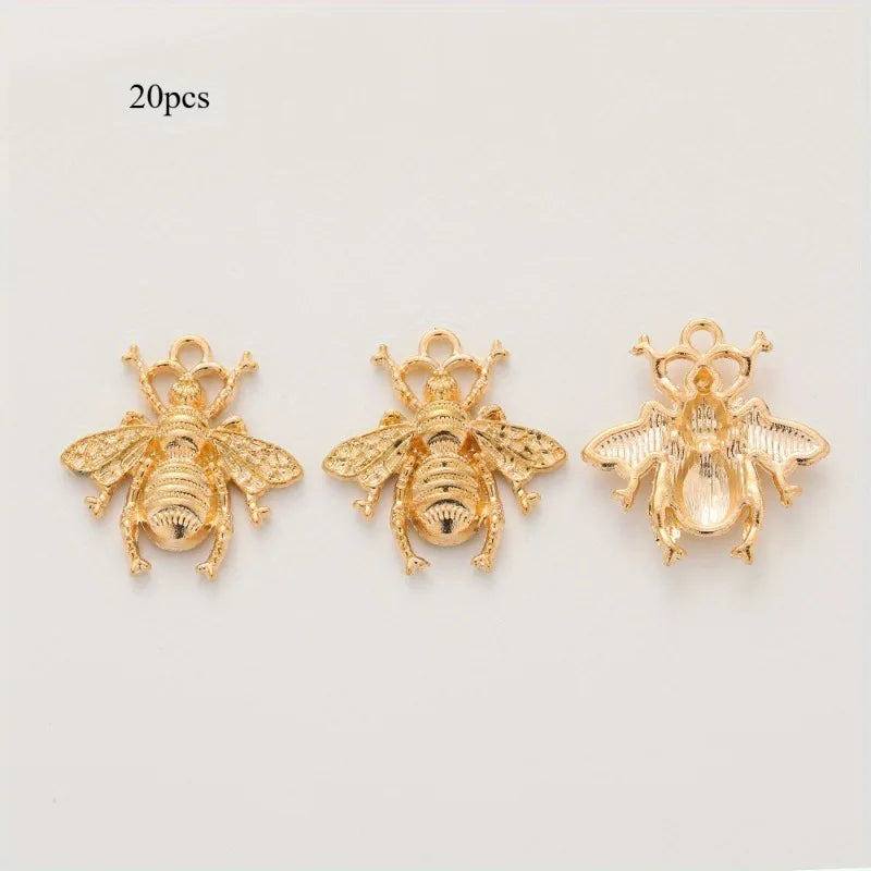 20 Pcs Antique Bronze Bee Charms for Jewelry Making – Zinc Alloy Jewelry Making Charms Babs lightgold