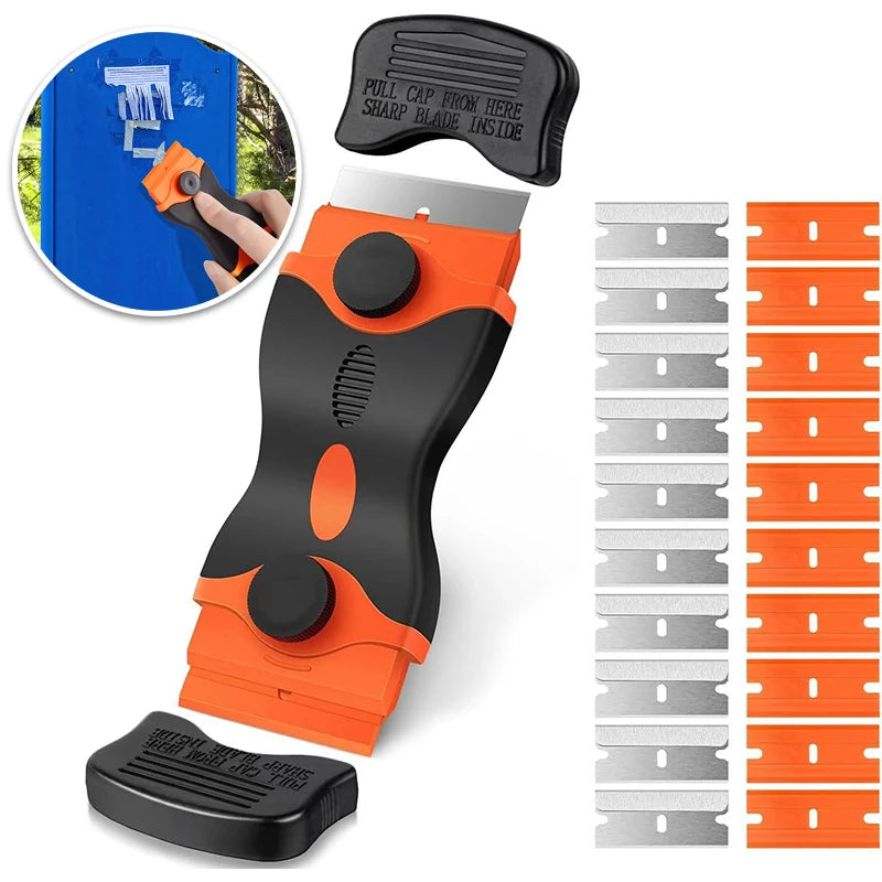 Razor Blade Scraper Tool – 10 Metal & Plastic Blades Included Blade Scraper Tool Babs