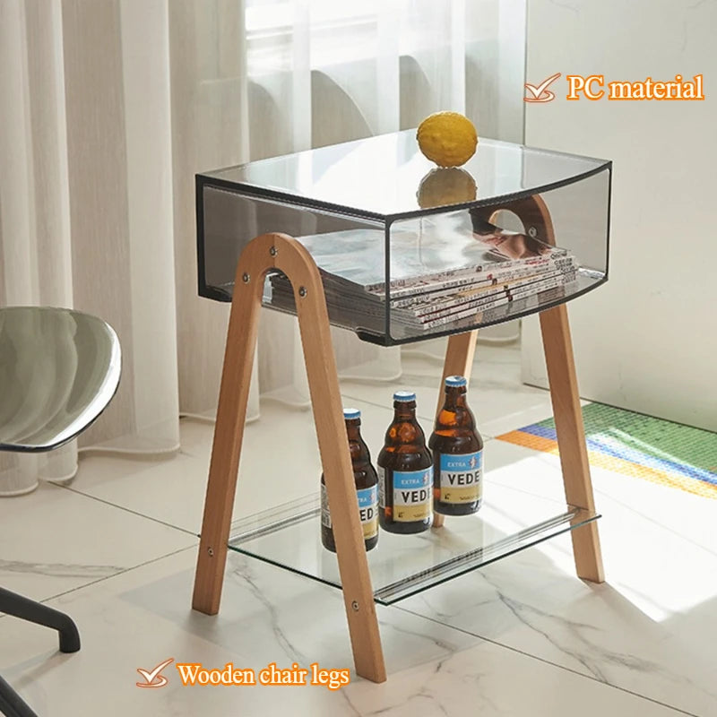 Modern Nordic Acrylic Side Table with Storage – 43×34.5×66cm Acrylic Side Table Babs