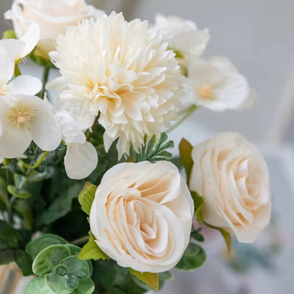Silk Rose & Chrysanthemum Artificial Bouquet | Wedding & Home Artificial Silk Flowers Babs