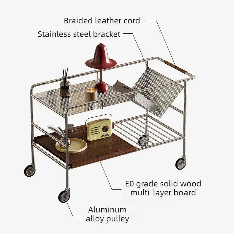 Modern Stainless Steel Mobile Coffee Table – Minimalist Side Table Coffee Side Table Babs