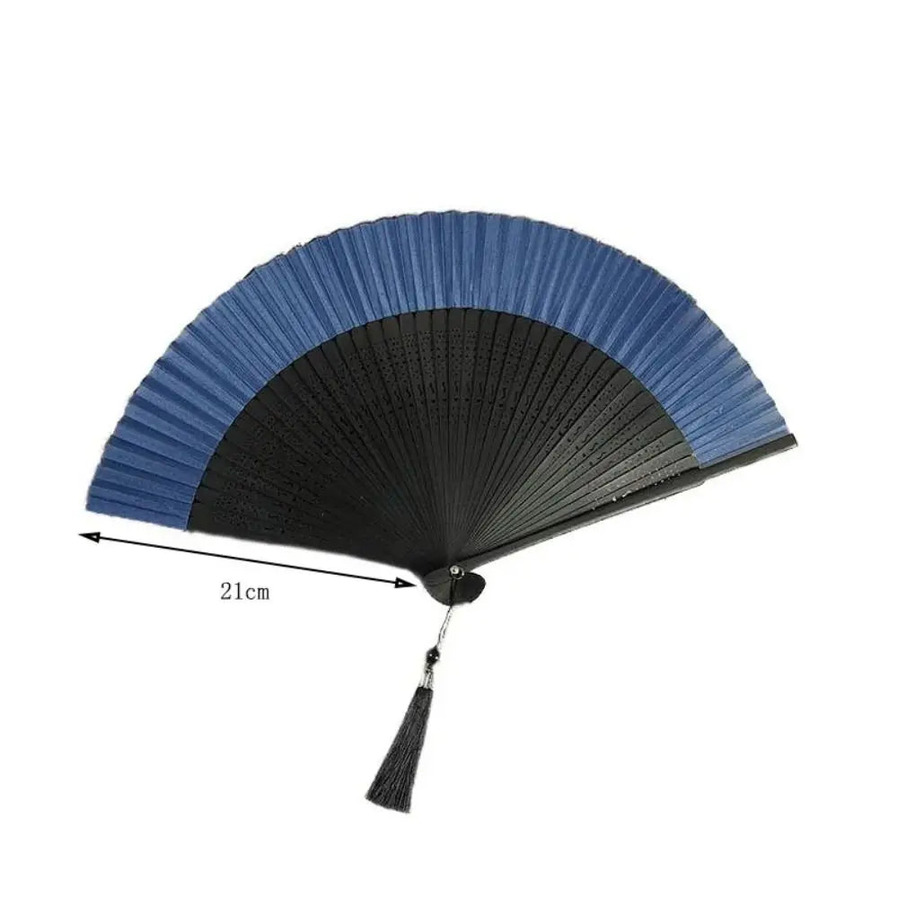 Bamboo Folding Fan | Carved Handle, Batik Cloth & Tassel Gift Decorative Folding Fan Babs