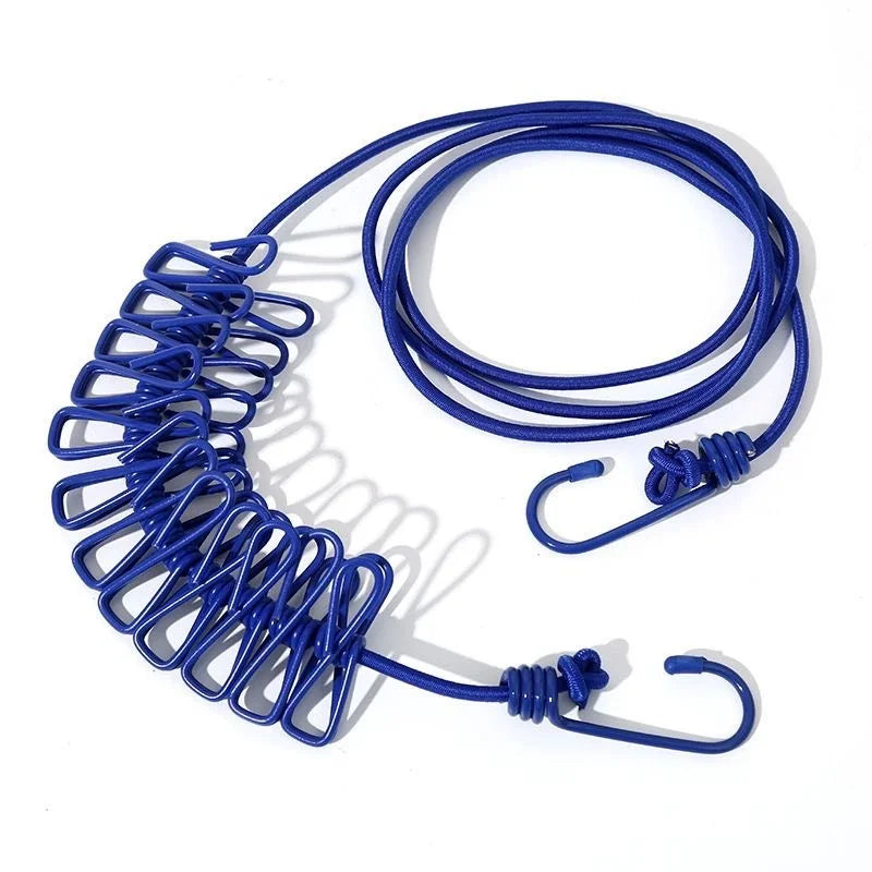 Portable Clothesline with 12 Clothespins – Retractable Travel Portable Clothesline Babs Blue
