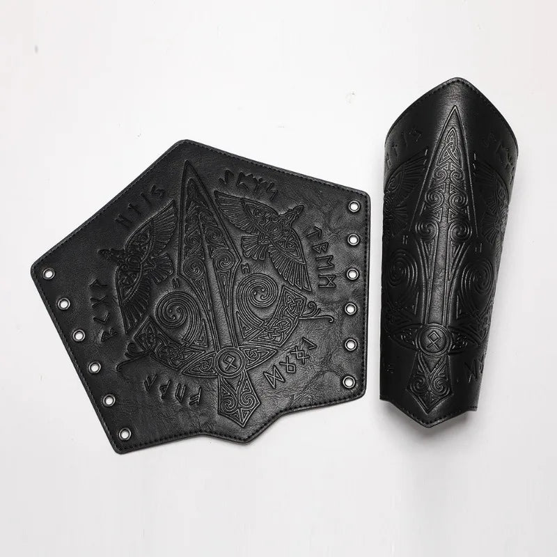 Medieval Embossed PU Leather Arm Bracers – Knight Cosplay Wrist Guard Cosplay Arm Bracer Babs